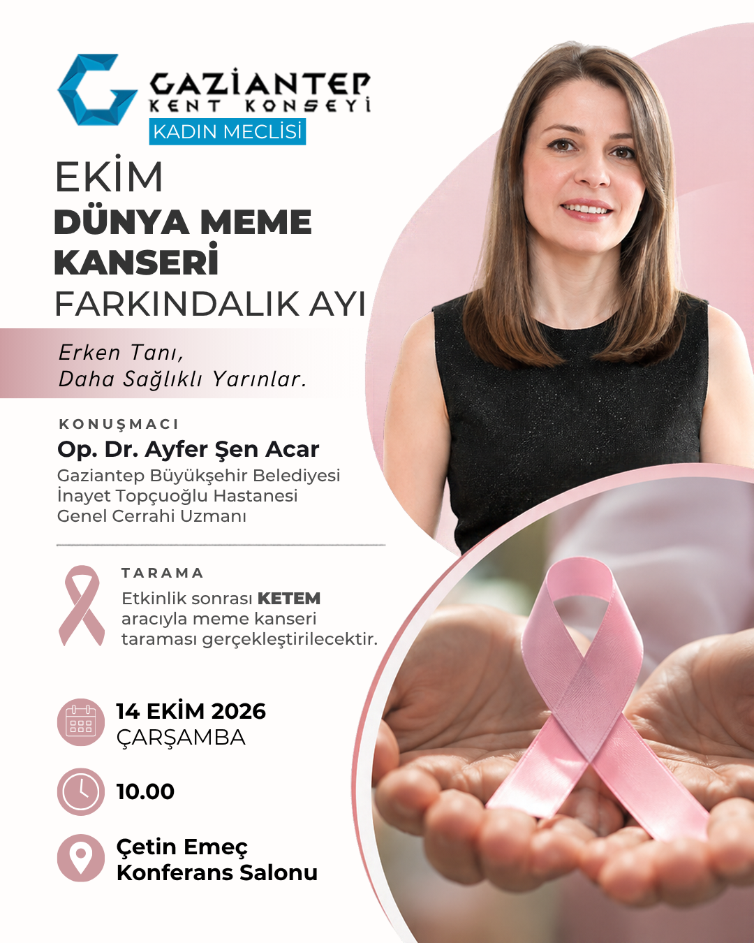 Ekim ayı Dünya Meme Kanseri Farkındalık Ayı kapsamında, meme kanserinde erken tanının önemine dikkat çekiyoruz. 